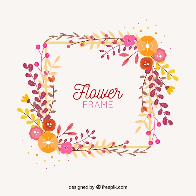 Vector gratuito marco floral colorido con estilo divertido