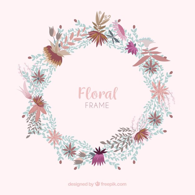 Marco floral colorido en estilo plano