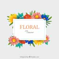 Vector gratuito marco floral colorido con estilo realista