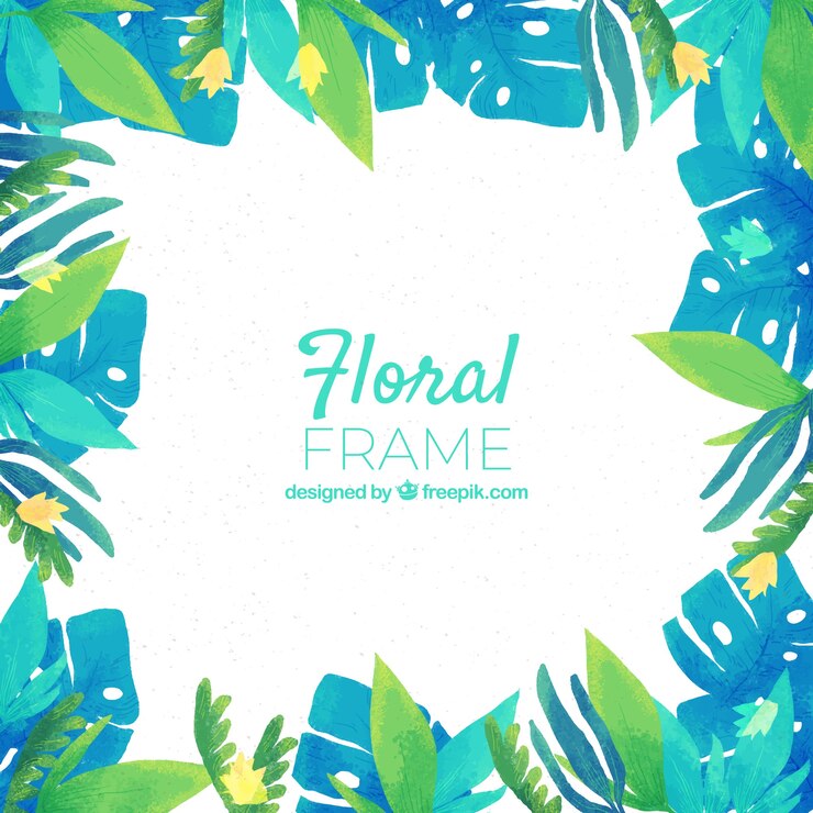 Vector gratuito marco floral colorido con hojas en estilo acuarela
