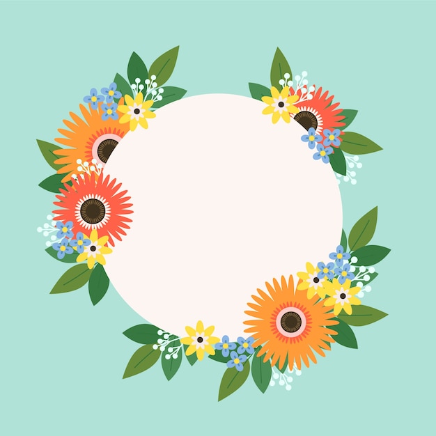 Vector gratuito marco floral colorido primavera plana