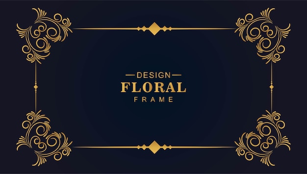 Marco floral decorativo dorado ornamental