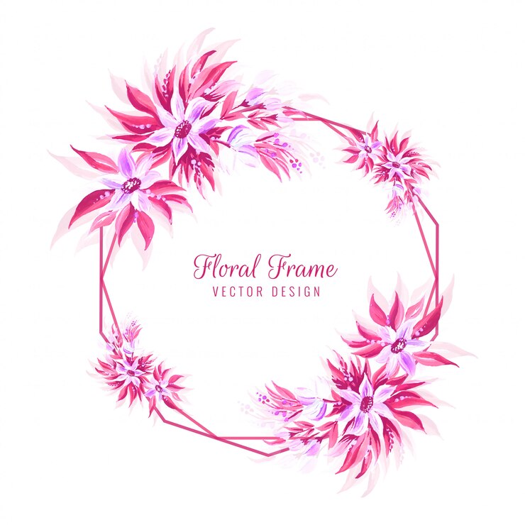 Vector gratuito marco floral decorativo sobre fondo blanco.