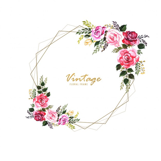 Marco floral decorativo vintage con diseño de tarjeta de boda