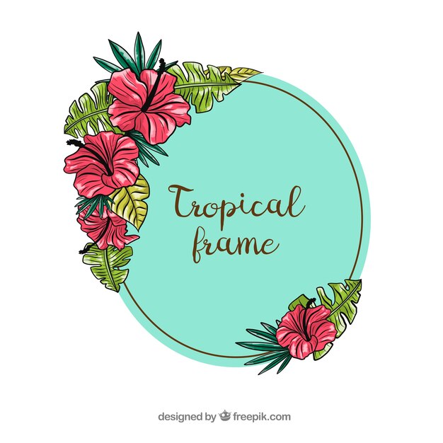 Marco floral dibujado a mano con estilo exótico