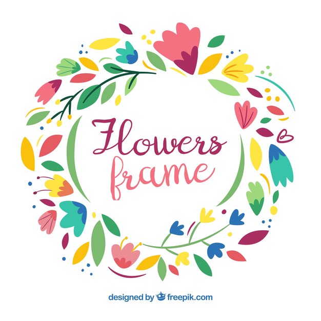 Marco floral divertido con diseño plano