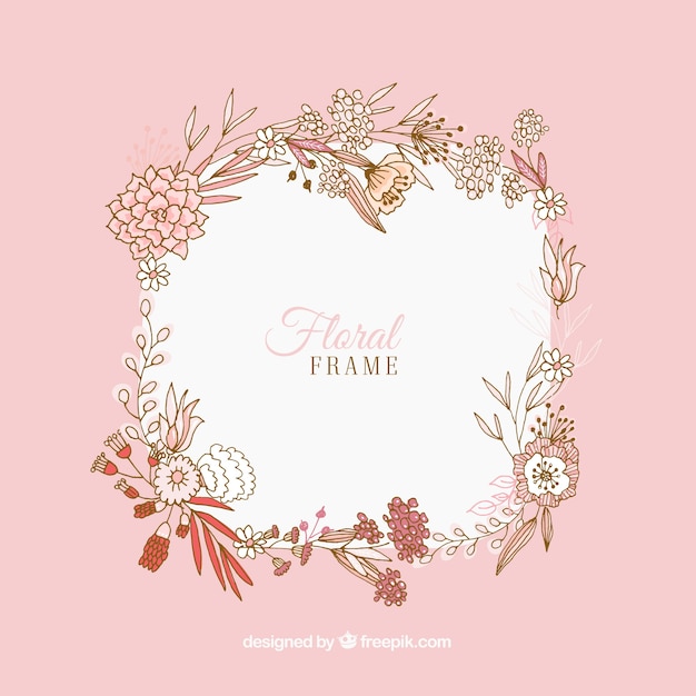 Vector gratuito marco floral elegante dibujado a mano