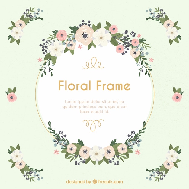 Vector gratuito marco floral elegante con diseño plano