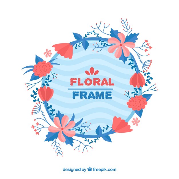 Marco floral elegante con diseño plano