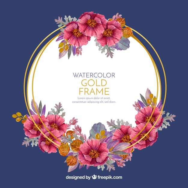 Marco floral elegante con estilo de acuarela