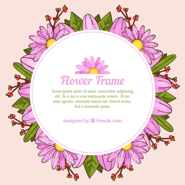 Marco  floral elegante rosa
