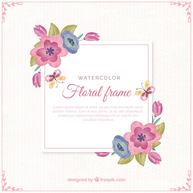 Vector gratuito marco floral en estilo acuarela