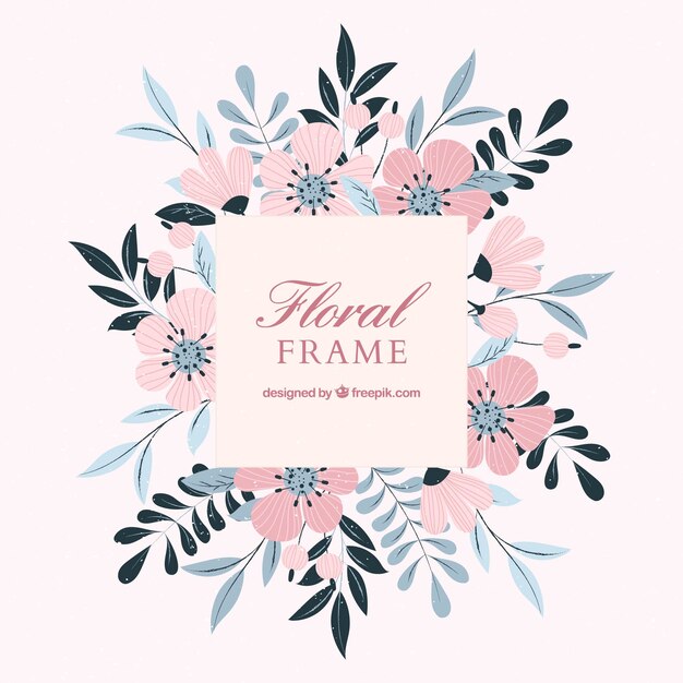 Marco floral en estilo hecho a mano