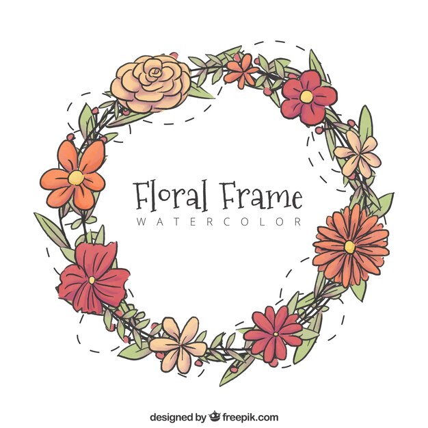 Marco floral en estilo hecho a mano