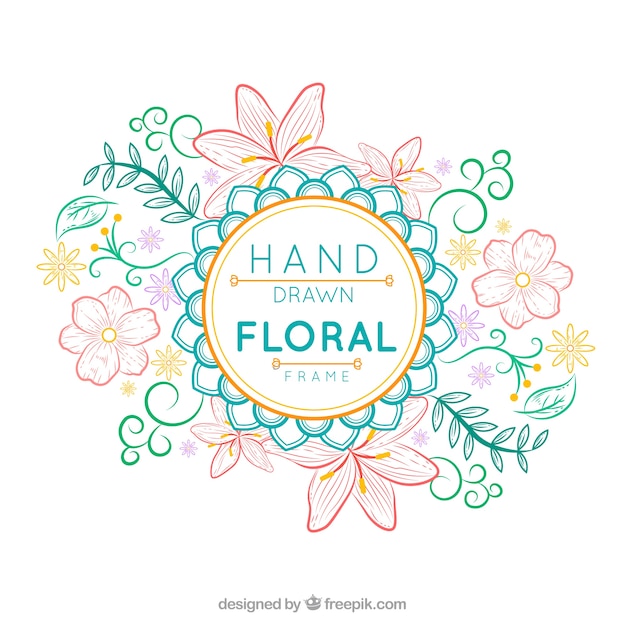 Marco floral en estilo hecho a mano