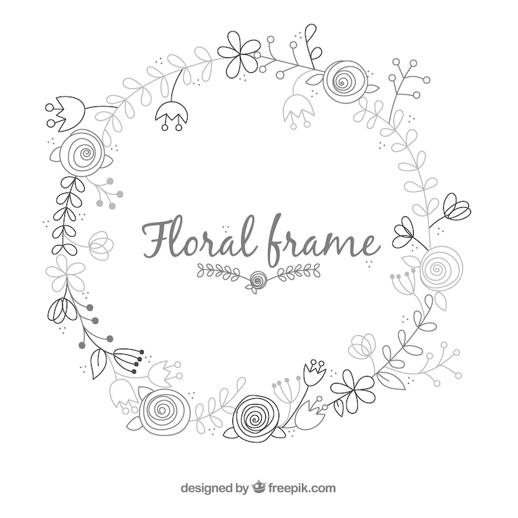 Vector gratuito marco floral en estilo hecho a mano