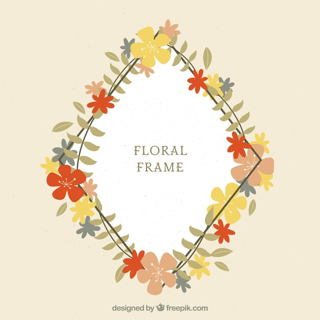 Marco floral en estilo plano