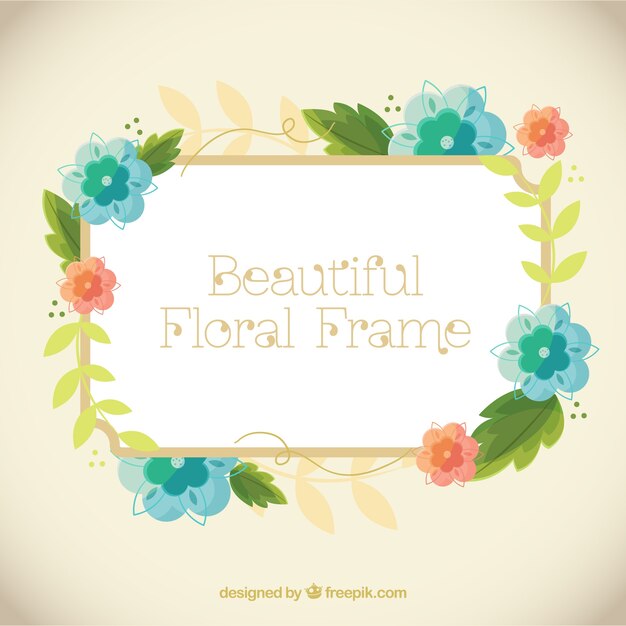 Marco floral en estilo plano