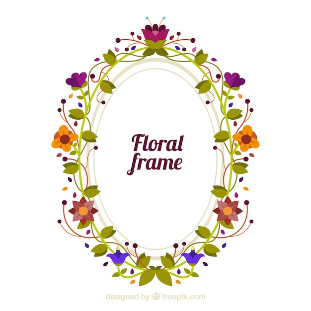 Vector gratuito marco floral en estilo plano