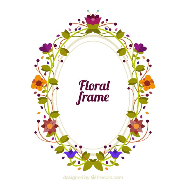 Marco floral en estilo plano