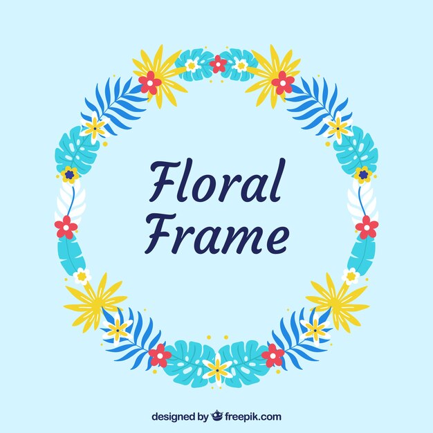 Marco floral en estilo plano