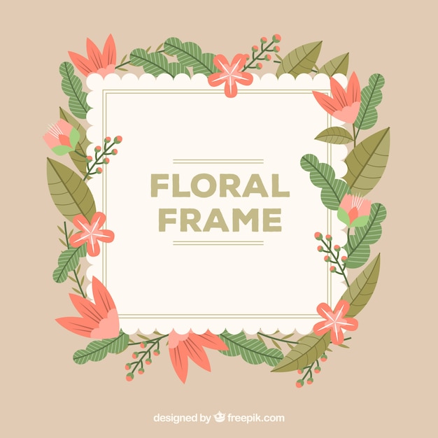 Marco floral en estilo plano