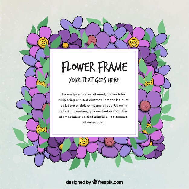 Marco floral con flores púrpuras