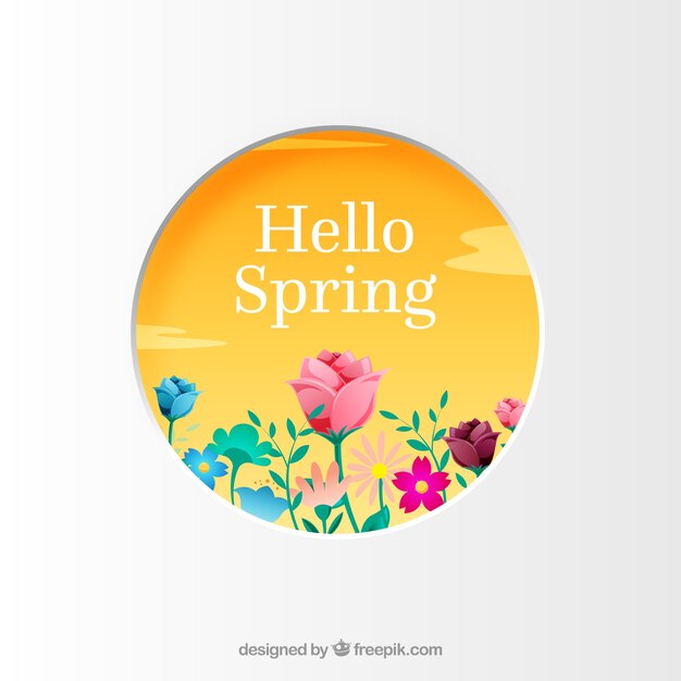 Marco floral hola primavera