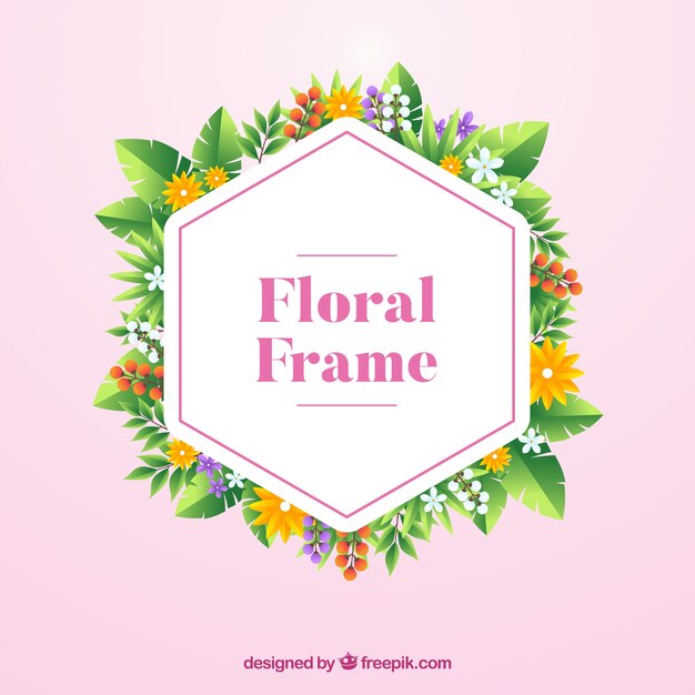 Marco floral moderno con diseño plano
