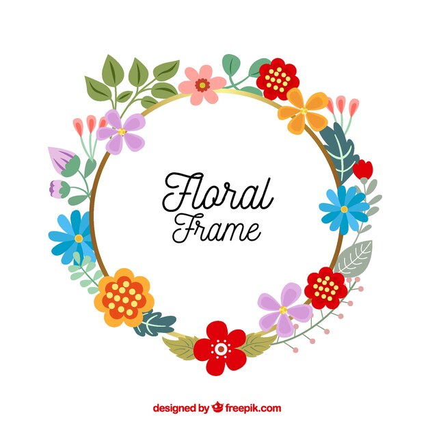 Marco floral moderno con diseño plano
