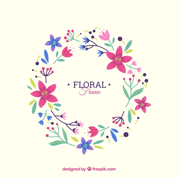 Vector gratuito marco floral moderno con diseño plano