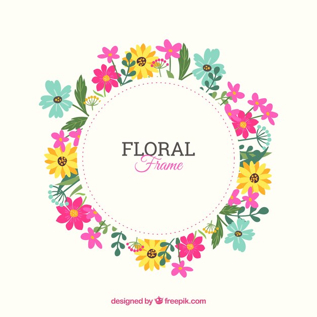 Marco floral moderno con diseño plano