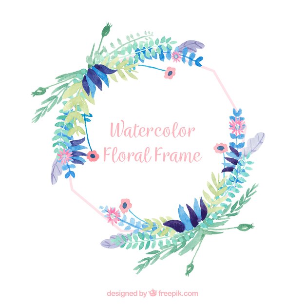 Marco floral moderno con diseño plano