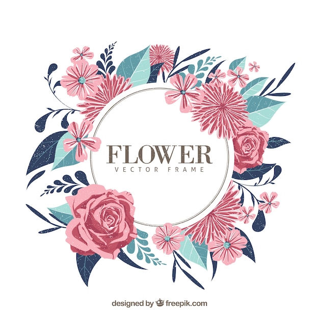 Vector gratuito marco floral moderno con variedad de flores