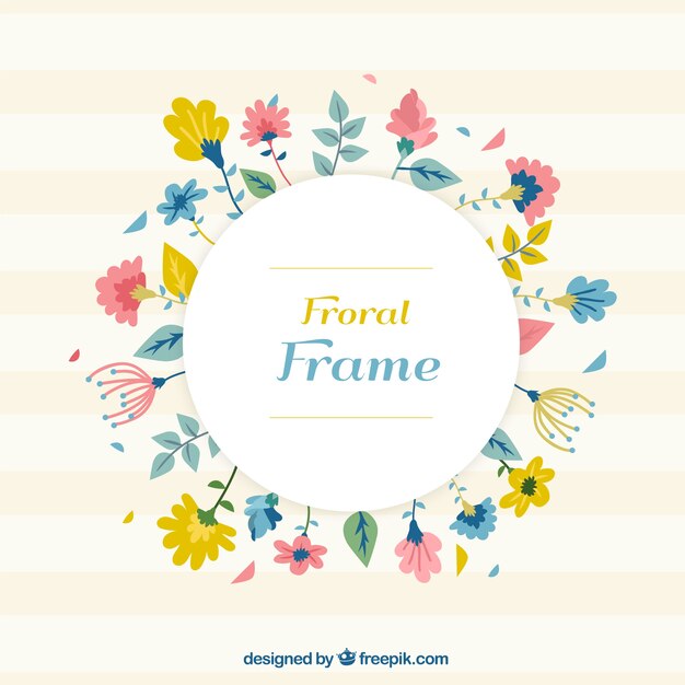 Marco floral plano con estilo divertido