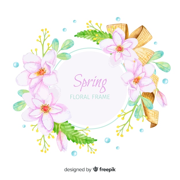 Marco floral de primavera en acuarela