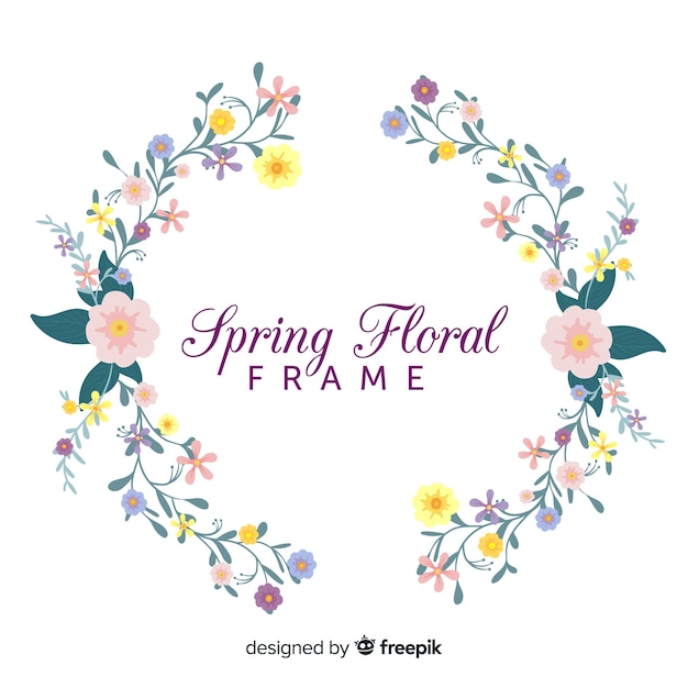 Vector gratuito marco floral de primavera dibujado a mano