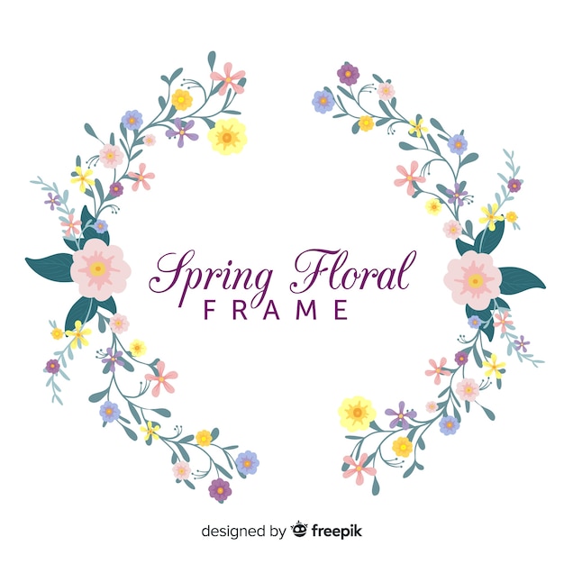 Marco floral de primavera dibujado a mano