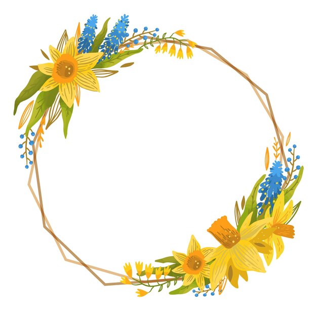 Marco floral de primavera dibujado a mano