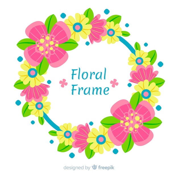 Vector gratuito marco floral de primavera en diseño plano