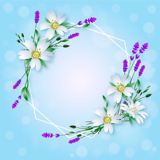 Marco floral de primavera encantador realista