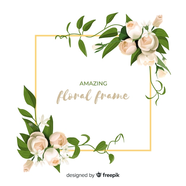 Vector gratuito marco floral realista