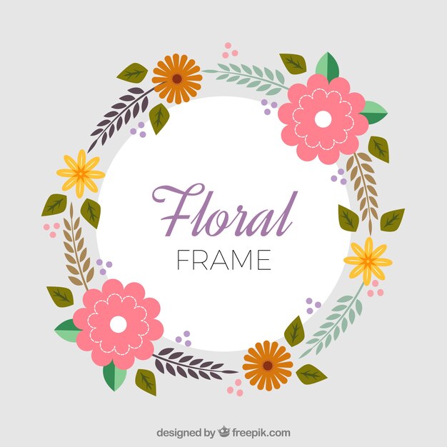 Marco floral redondo con colores lindos