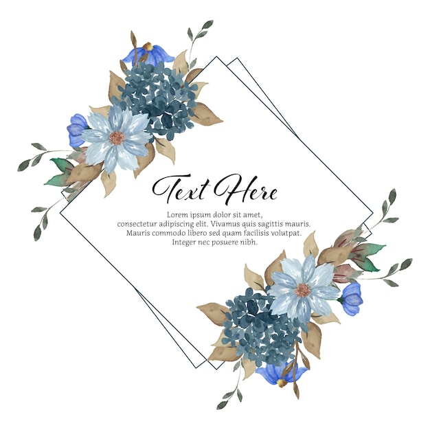 Marco floral rústico azul índigo romántico