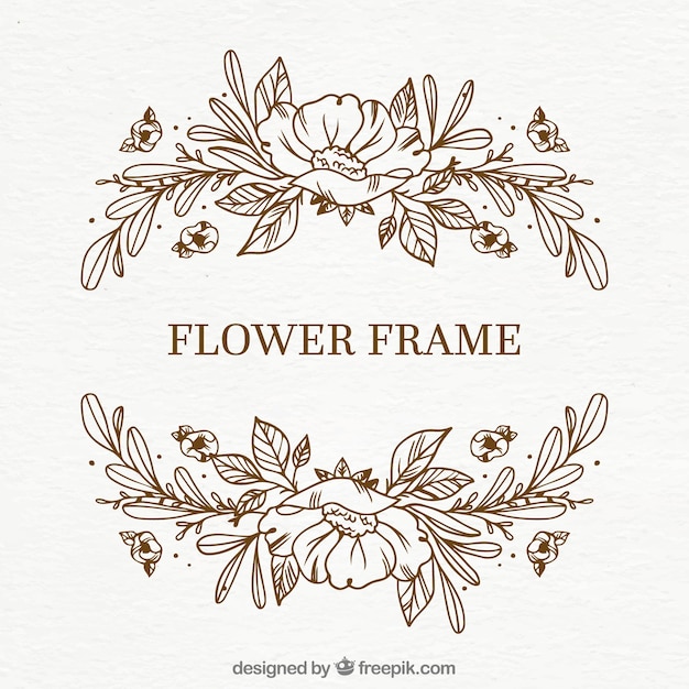 Vector gratuito marco floral simple dibujado a mano