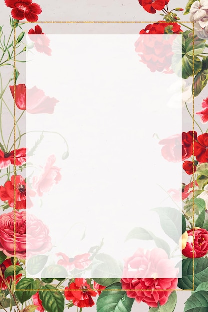 Vector gratuito marco floral vintage flores rojas