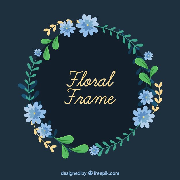 Marco de flores coloridas en diseño plano