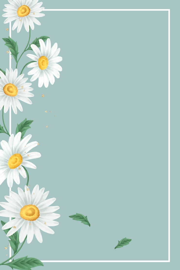 Vector gratuito marco de flores de margarita sobre un fondo verde claro