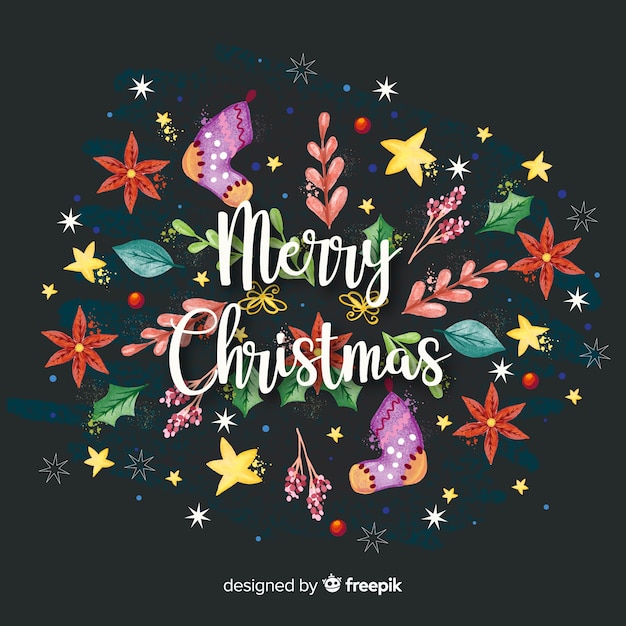 Marco de flores de Navidad acuarela