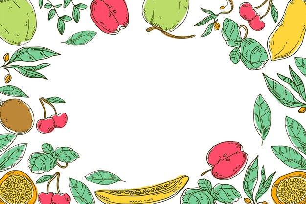marco de frutas y hojas
